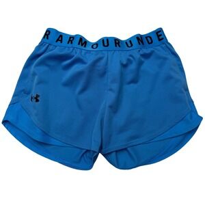 Under Armour Blue Athletic Runners Shorts Logo Elastic Waist Pockets Gorpcore XS